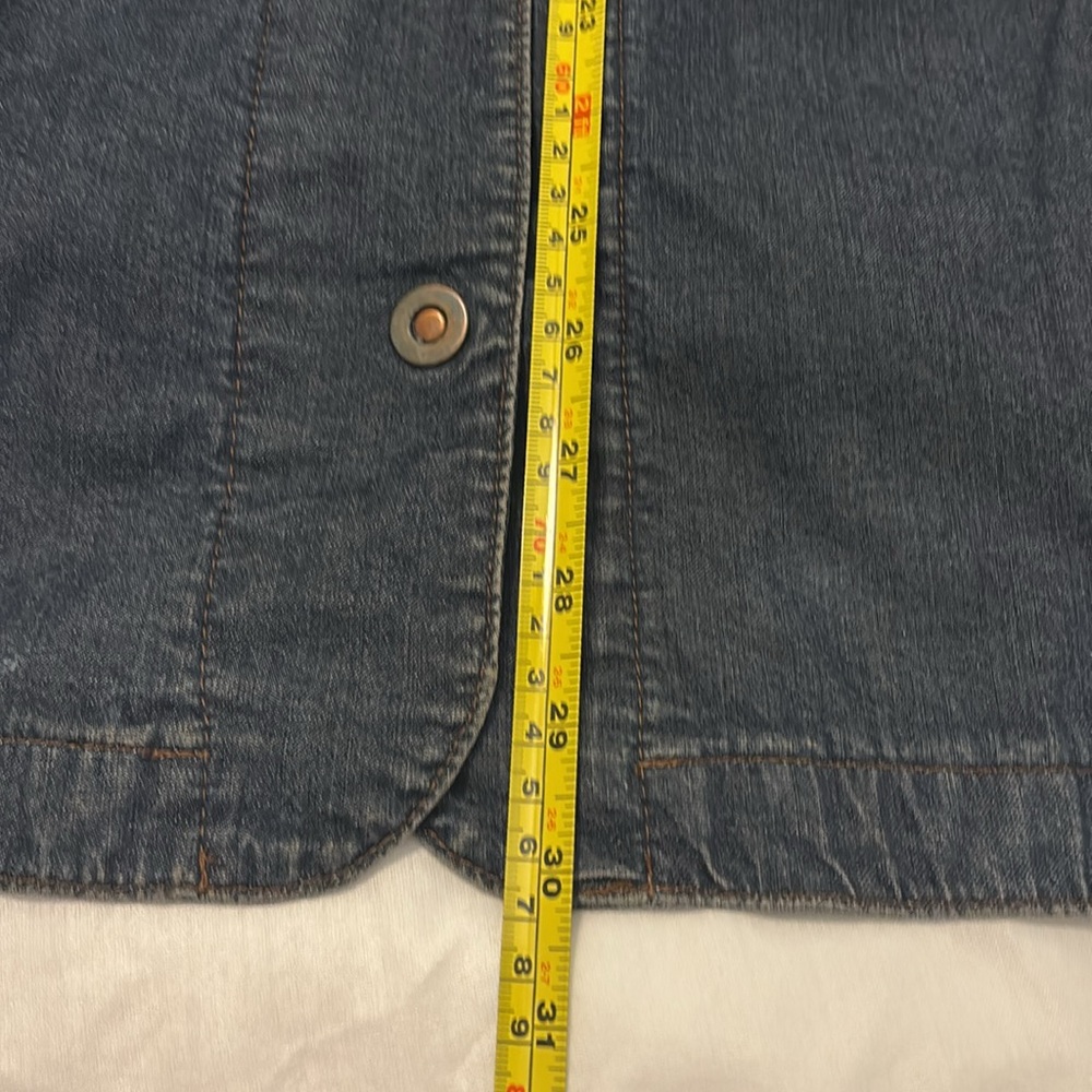 Eileen Fisher denim jean jacket dark rinse SZ 3X plus size snap button casual - Picture 9 of 13